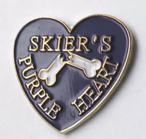 INSIGNIA PIN SOLAPA ESQUÍ ESQUIADOR CORAZÓN PÚRPURA ESQUIADOR 3/4 PULGADAS - Imagen 1 de 1