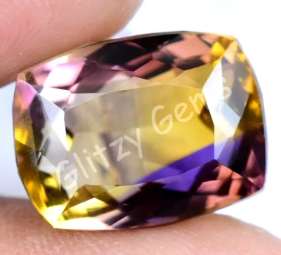 13.90 Ct Natural Bolivia Bi-Color Ametrine Cushion Certified Untreated Gemstone - Image 1 of 4