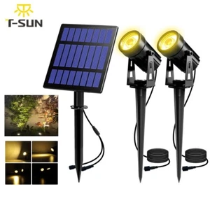 2 in 1 Solar Spotlights Warm White Outdoor IP65 Waterproof for Tree Garage UK - Picture 1 of 13