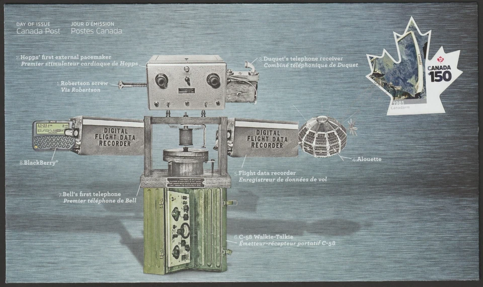 Canadá #3004, Canadá 150, Canadarm, espacio, cubierta de primer día, FDC 2017 Foto 1 de 1