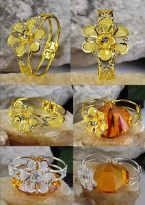 1 Stück Hoch-Metall vergoldet / versilbert-Armband mit Zirkonia-Steine Blume Neu - Bild 1 von 9