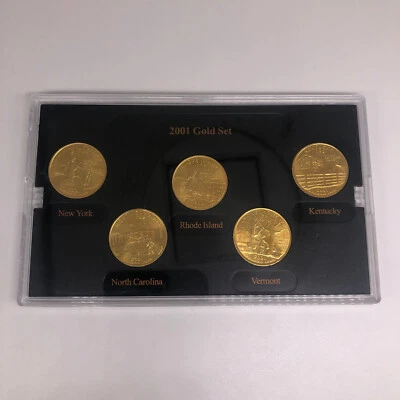 2001-D State Quarters Gold Set NY RI KY NC VT - Image 1 of 4