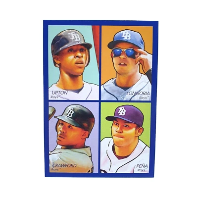 Carl Crawford Evan Longoria Carlos Pena BJ Upton #35-35 2009 Gaudey Blue 4 in 1 - Image 1 of 2