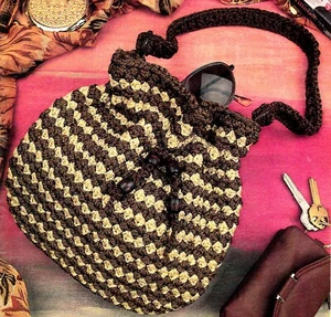 AUTUMN Striped Purse/Tote Bag/Crochet Pattern INSTRUCTIONS ONLY - Picture 1 of 1