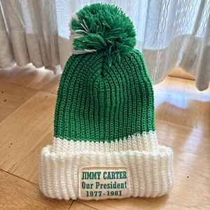 VINTAGE Jimmy Carter Our President 1977-1981 Presidential Knit Hat Pompom - Picture 1 of 4