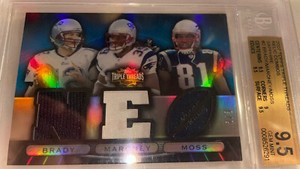 Tom Brady 2007 Topps Triple Threads Sapphire Randy Moss BGS 9.5 Pop 1 RARE 2/3