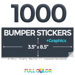 1000 pegatinas de vinilo de calidad personalizada + gráficos y envío gratuitos (3,5 x 8,5) - Imagen 1 de 1
