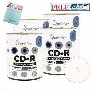 400 piezas disco imprimible concentrador de inyección de tinta blanco Smartbuy 52X Smartbuy + paño de microfibra GRATUITO - Imagen 1 de 5