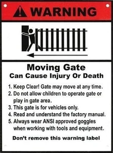 Warning Signs 2 Pack Moving Gate Can Cause Serious Injury 8"x12" Safety UV & UL - Picture 1 of 1