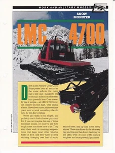 LMC 4700 Snow Groomer Tracked Snow Cat Hoja de especificaciones Tarjeta informativa - Imagen 1 de 2