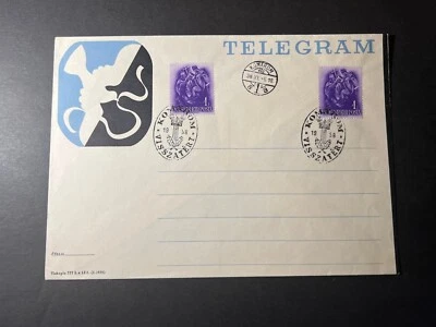 1938 Hungría Telegram Cubierta Komarom Visszatert Blanco Azul Negro Cinta Pájaro Foto 1 de 2