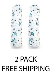 Baby Blankets Swaddle Muslin Blue Stars Organic Cotton Bamboo 2 PACK - Picture 1 of 4