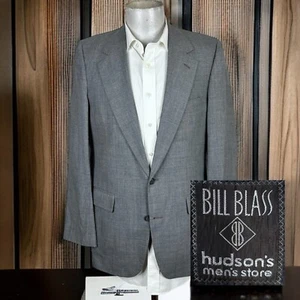 Bill Blass Blazer Jacket 40L Solid Light Gray Wool Blend Vintage - Picture 1 of 9