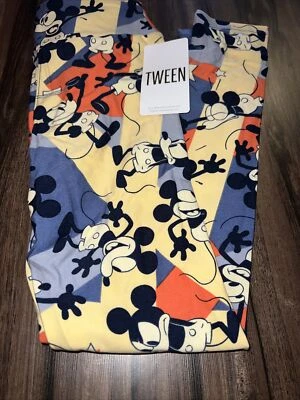 Lularoe Nuevo Difícil de Encontrar Se Ajusta a Tween 0/00 Disney Mickey Mouse 🐭 Leggings Azul Amarillo Nuevo Con Etiquetas Foto 1 de 4