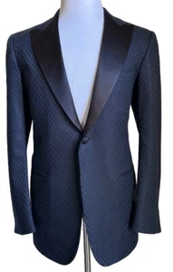 New $10995 Kiton Cashmere & Linen Diner Jacket Blazer Navy/Black 42R US/52R Eu - Picture 1 of 12