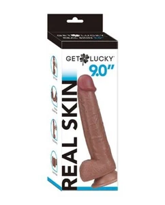 Get Lucky Unisex 9" Realistischer Real Skin Series Dildo mit Saugbasis & Kugeln - Bild 1 von 5