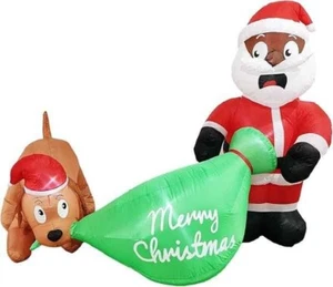 PRODUCTZ Gonfiabili Natalizi Decorazione da Esterno 8,5 FT Babbo Natale e Cane è Bi - Foto 1 di 4
