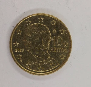 2020-Greece-10 Euro Cent Coin-Rigas Fereos-KM#211-Schon#171 - Picture 1 of 2