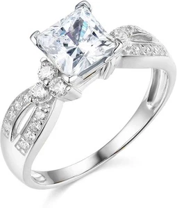 2.50 Ct Princess 14K White Gold Created Diamond Twisted Shank Engagement Ring - Picture 1 of 3