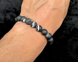 Antique Indo Tibetan Soleimani Agate Beads, Beaded Bracelet Amulet 19 Beads - Picture 1 of 10