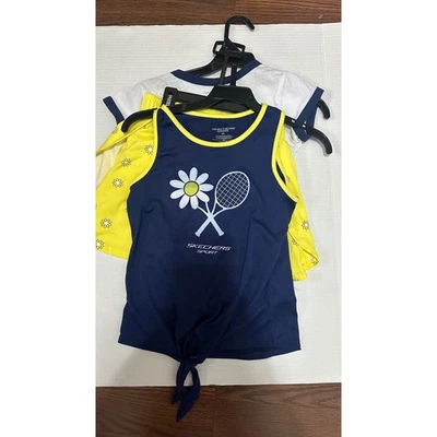 Conjunto de 3 piezas de tenis Skechers Sport para niñas conjunto pantalones cortos top 6X Foto 1 de 4