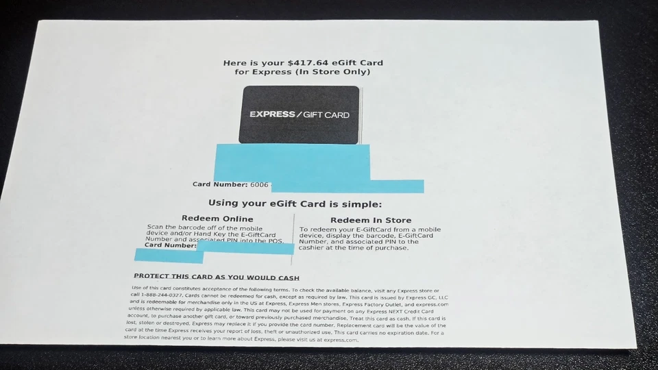 Tarjeta de regalo Express Clothing crédito $417.64 por $380 en tienda o en línea Foto 1 de 2