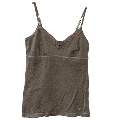 Camiseta sin mangas American Eagle para mujer talla grande marrón de encaje Babydoll Cami Y2K Preppy Fairy Foto 1 de 4