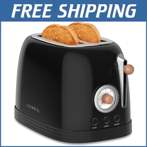 Stylish Black 2-Slice Toaster with Bagel, Cancel & Reheat Features - LED Display - Picture 1 of 9
