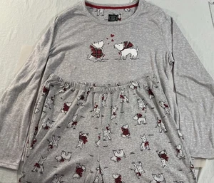 Laura Ashley XL Scottie Dog 2Pc Women’s Knit Pajamas Long Sleeve-Legs Gray w Red - Picture 1 of 6