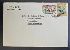1970 Malaysia Airmail Cover ties 2 stamps cd Selangor-Fremantle - Picture 1 of 2