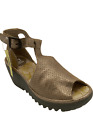 Fly London Leather Closed Toe Wedge Pats Honey