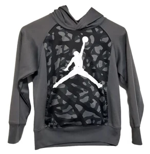 Air Jordan Shirt Boys Size 8 - 10 Grey Black Thermo Fit Hoodie Pullover - Picture 1 of 3