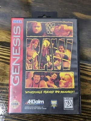 WWF Raw (Sega Genesis, 1994) With Game & Original Box Tested And Working  - Image 1 of 4