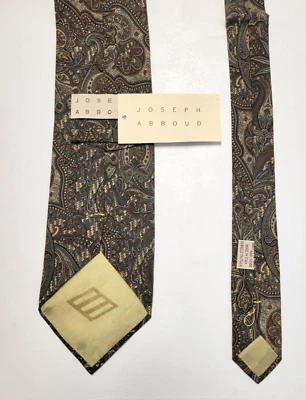 Nueva corbata de cuello para hombre de colección años 90 cachemira JOSEPH ABBOUD seda marrón azul nueva de colección hecha en Italia Foto 1 de 4