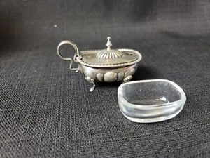 Antique Italian 800 Silver F.lli Peruzzi Footed Salt Cellar W/ Glass Insert  - Picture 1 of 12