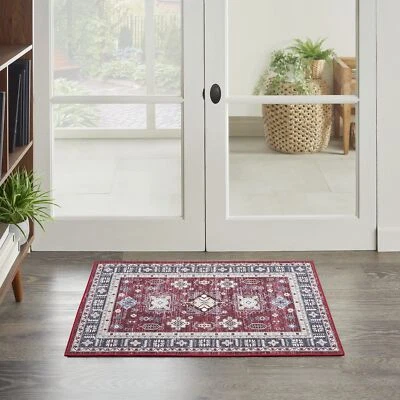 Alfombra Nourison Fulton Tribal Red 2' x 3' Área, Fácil - Limpieza, Sin Desprendimiento, B... Foto 1 de 4