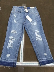 Justice Jeans Girls Size 6 regular blue Denim NWT destroyed high rise straight - Picture 1 of 10
