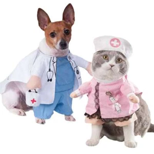 Dog & Cat Funny Doctor / Nurse Costume Pet Clothes Halloween Xmas Party Cosplay - Picture 1 of 14