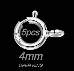 (5) 4 mm PEQUEÑO Anillo de Resorte de Oro Sólido Blanco de 14 K Cierre ABIERTO Anillo de Salto RODIO EE. UU. - Imagen 1 de 4