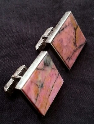 Exquisite Fenwick & Sailors sterling silver & rhodonite cufflinks, 21 grams - Image 1 of 4