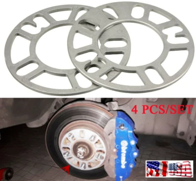 4Pc/Set Car 5mm Silver Aluminum Alloy Wheel Spacers Adaptor Shims Plate 4/5 Stud - Image 1 of 4