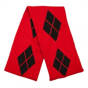 Harley Quinn Scarf Infinity Knit DC Comics Red Black Diamonds Warm Winter Batman - Picture 1 of 2