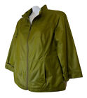 chicos zenergy Size 0 Small Jacket Olive Green Zip Windbreaker, 3/4 Sleeves