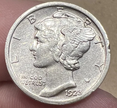 1923 Mercury Dime XF-AU Edge Ding Better Date MD30 Cover