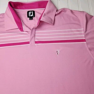 Footjoy FJ Golf Polo Pink White Size XL Deer Logo Embroidered EUC - Picture 1 of 15