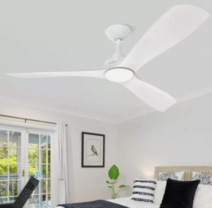 Depuley 60 in. Indoor White Flush Mount Ceiling Fan with Light, LED Ceiling Fan - Picture 1 of 6