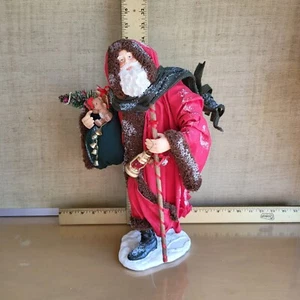 Vintage Clothtique Santa Wander Spazierstock Laterne Glocken Schal Schnee Weihnachten - Bild 1 von 9