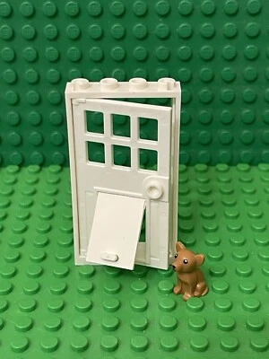 Lego White Door 1x4x6 W/ 6 Panes,Hole Cutout for Pet Flap Door And chihuahua Dog - Image 1 of 4