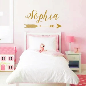 Personalized Name Wall Decal Arrow Name Sticker Nursery Boho Rustic Decor F47 - Picture 1 of 5