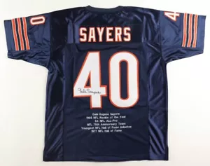 Gale Sayers Signed Chicago Bears Career Highlight Stat Jersey (JSA COA) HOF R.B. - Picture 1 of 6